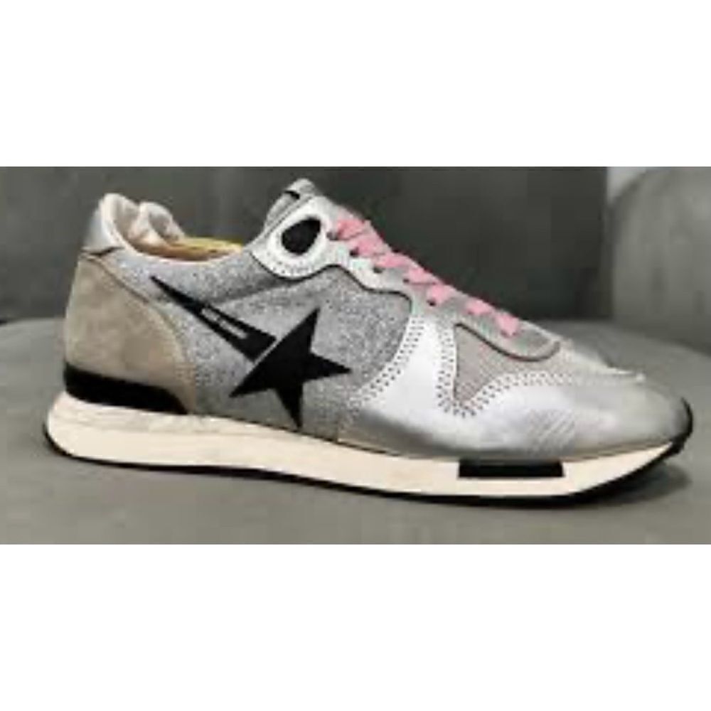 Rare Golden Goose Running Sneakers Silver Glitter in Dove-gray Suede Size 38 - Picture 1 of 14